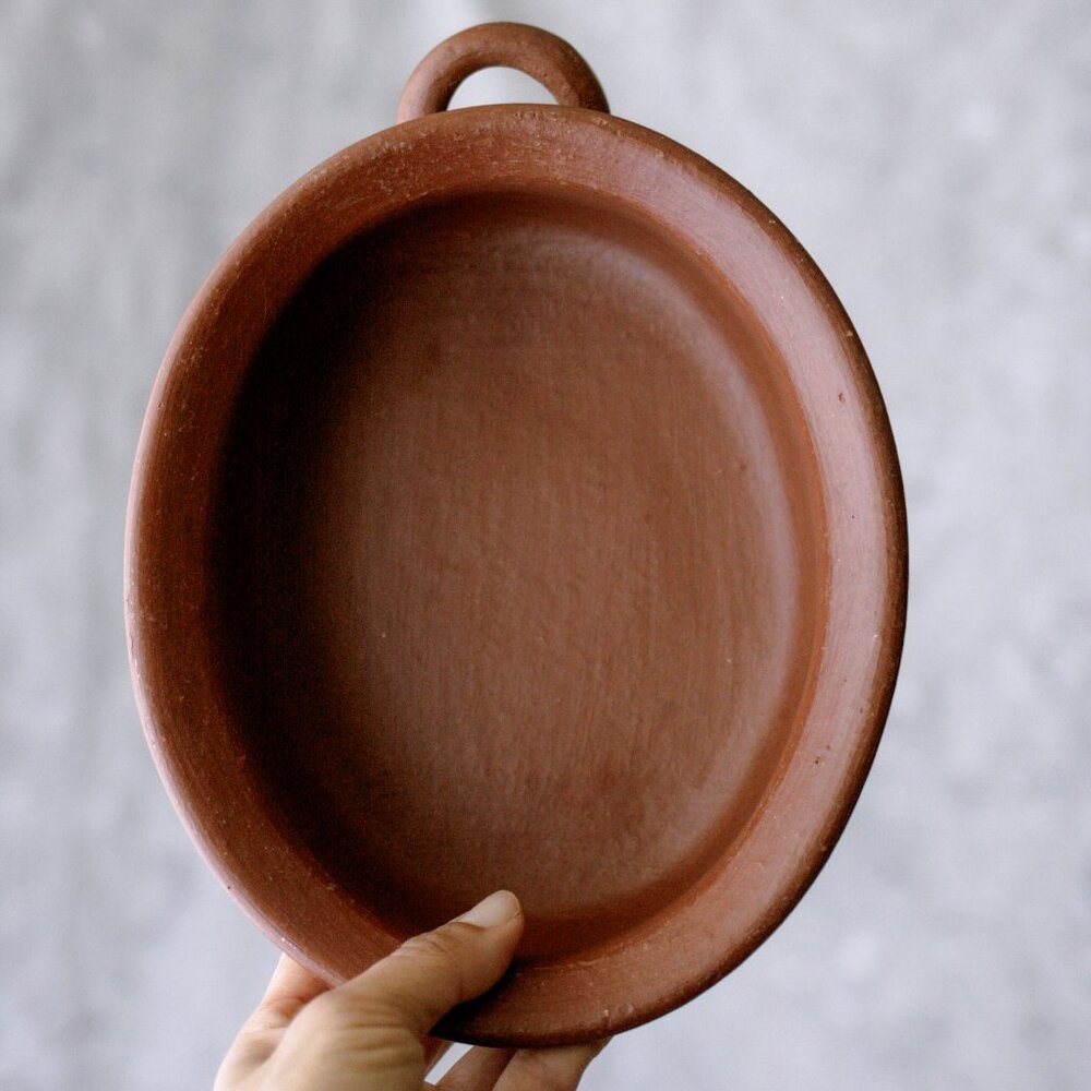 Vintage Traditional Oaxacan Red Clay Pottery Oval Serving Dish/Folk Art